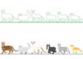 Set of various cats walking in line Royalty Free Stock Photo