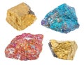 Set of various Chalcopyrite rocks isolated