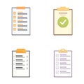 Set of various checklist clipboards flat design