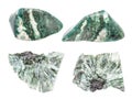 Set of various Chlorite rocks isolated on white Royalty Free Stock Photo