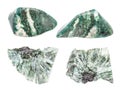 Set of various Chlorite rocks isolated on white