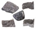 Set of various Chromite rocks isolated on white