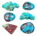 Set of various Chrysocolla gemstones isolated Royalty Free Stock Photo