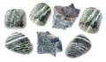 Set of various Chrysotile stones cutout Royalty Free Stock Photo