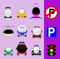 Set of various city traffic vehicles icons
