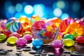 Set of various and colorful candies and sweets background