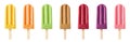 Set of various colorful fruit and berry popsicles on white background Royalty Free Stock Photo