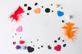 A set of various and colorful materials for children's crafts. Children's craft. Copy space