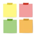 Set of various colors note papers with adhesive. Tape on white background Royalty Free Stock Photo