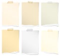Set of various colors torn note papers with
