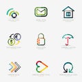 Set of various company logos, business icons Royalty Free Stock Photo