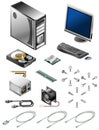 Set of various computer parts and accessories Royalty Free Stock Photo