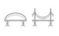 Set of various contour bridges on columns. City communications. The intersection of rivers and ravines. Vector object