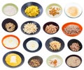 Set of various cooked cereals and beans isolated