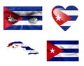 Set of various Cuba flags