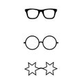 Set of various custom glasses isolated. vector spectacles silhouette on white background. Glasses model icons. Fashion accessories