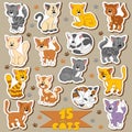 Set of various cute cats, vector stickers Royalty Free Stock Photo