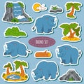 Set of various cute rhino, vector stickers of animals