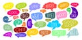 Set of Various Cute Speech Bubble Doodle Stickers With Multiple Colors. Colorful Comic Speech Bubble And Dialogue. Vector Royalty Free Stock Photo