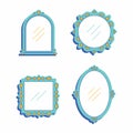 Set of various decorative Frames or borders with shadows. Different shapes. Photo or mirror frames Royalty Free Stock Photo