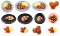 Set of various dishes with meatballs isolated Royalty Free Stock Photo