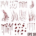Set of various dripping blood splashes,collection of dripping dr