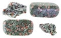 Set of various eclogite stones cutout on white Royalty Free Stock Photo