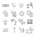 Set of various educational and time conceptual vector icons