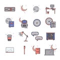 Set of various educational and time conceptual vector icons