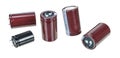 Set of various electrolytic capacitors isolated on a white background