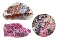 Set of various eudialyte rocks isolted on white Royalty Free Stock Photo