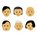 Set of various faces of old people. Vector illustration in flat style. Royalty Free Stock Photo