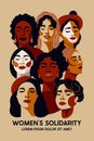 Set of various faces of women