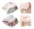 Set of various felspar rocks cutout on white