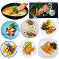 Set of various fish dishes Royalty Free Stock Photo