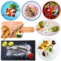 Set of various fish dishes Royalty Free Stock Photo