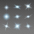 Set of various flare elements. Vector illustration with light effects for design. Royalty Free Stock Photo