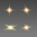 Set of various flare elements. Vector illustration with light effects for design. Royalty Free Stock Photo