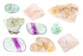 Set of various Fluorite fluorspar gemstones Royalty Free Stock Photo