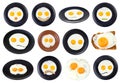 Set of various fried eggs on plate isolated Royalty Free Stock Photo