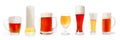 Set of various full beer glasses Royalty Free Stock Photo