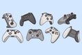 Set of various game controllers