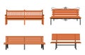 Set of various garden and city benches Royalty Free Stock Photo