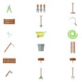 Set of various gardening items. Garden tools. Flat design illustration of items for gardening. Vector illustration. Royalty Free Stock Photo