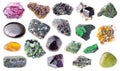 Set of various garnet crystals cutout on white Royalty Free Stock Photo