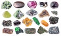 Set of various garnet stones cutout on white Royalty Free Stock Photo