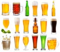 Set with various glasses and bottles of beer Royalty Free Stock Photo