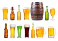 Set of various glasses, mugs and bottles of beer Royalty Free Stock Photo