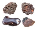 Set of various Goethite rocks isolated on white