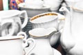 Set of Various Golden Trim Porcelain White Tableware Royalty Free Stock Photo